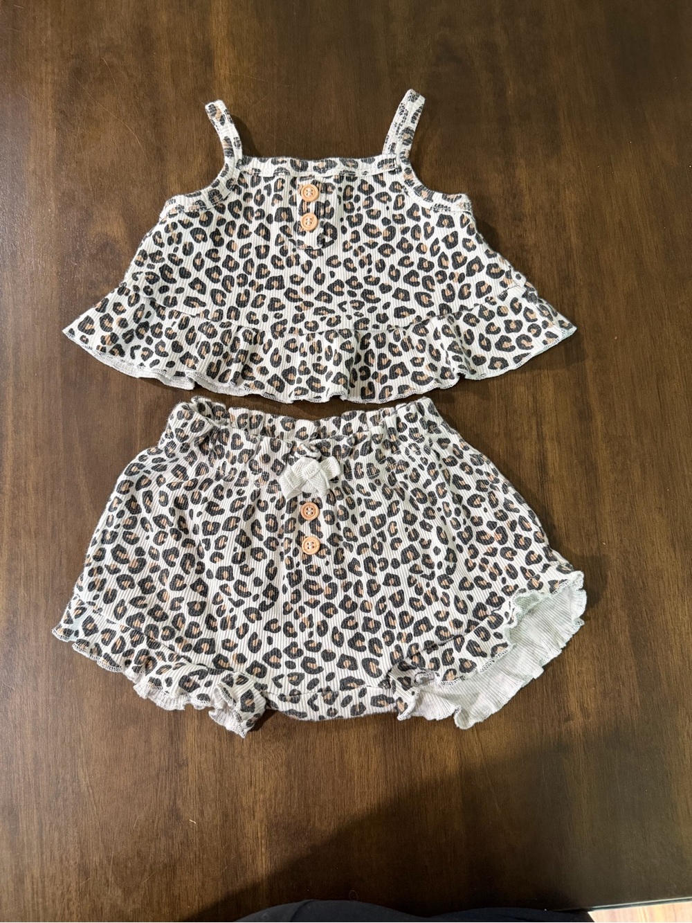 Rachel Zoe Leopard Print Ruffle Tank & Shorts Set - Beige Brown